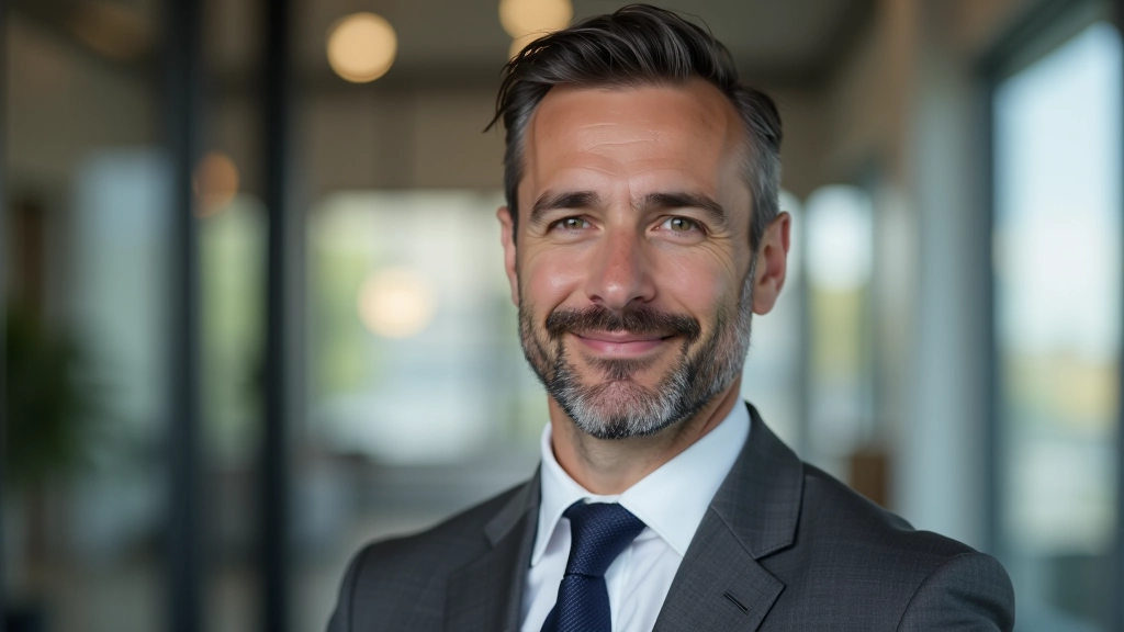 Dva muži a žena se setkávají u nemovitosti, agent ukazuje na fasádu budovy