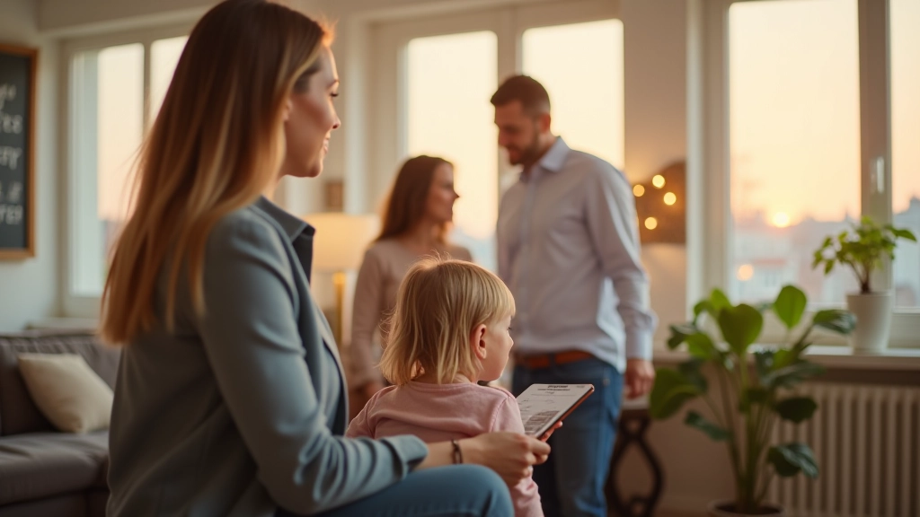 Rodina si prohlíží nový byt s nemovitostním makléřem