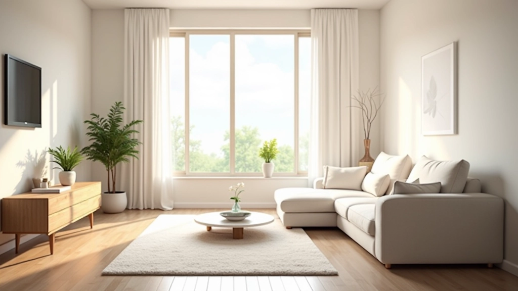 Bytový interiér s oknem a slunečním světlem, pohled z pokoje